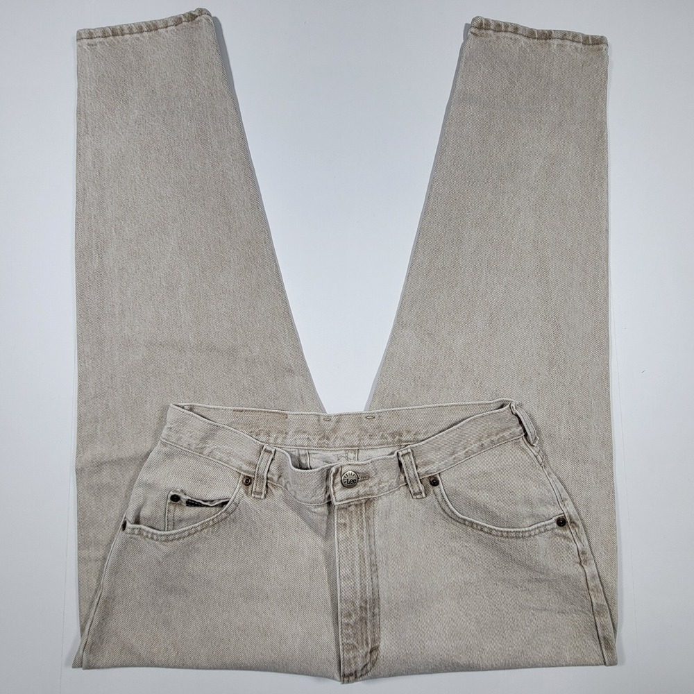 VTG LEE Riveted Women's Jeans Light Wash Brown Size 14 PET / 27.5 inseam